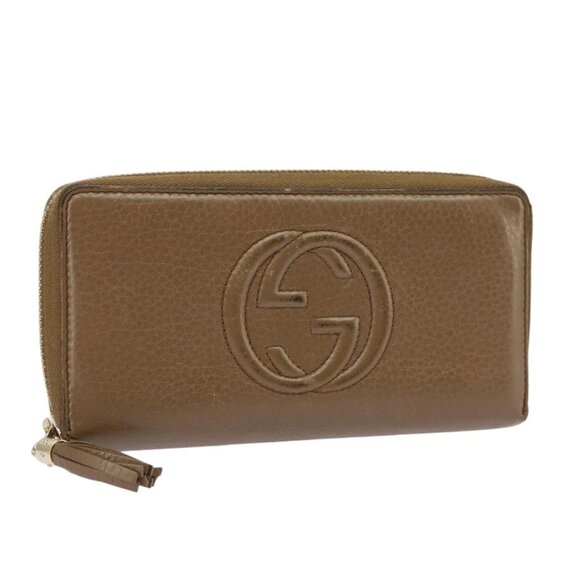 GUCCI Interlocking Wallet Leather Brown Auth - Picture 1 of 16